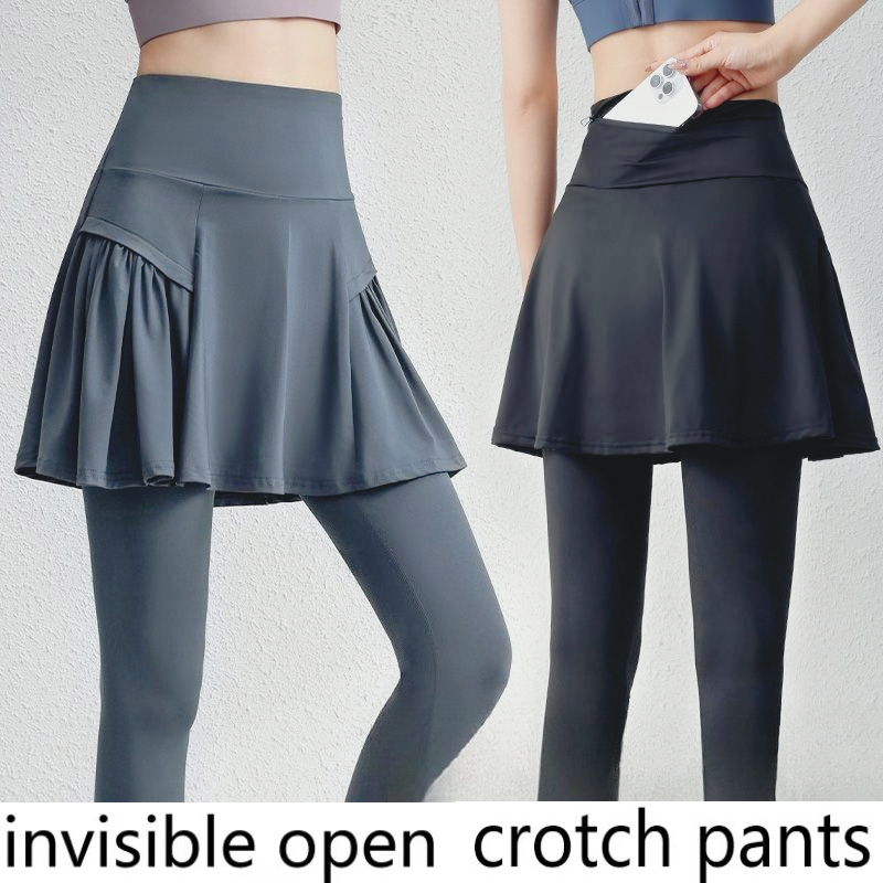 Badminton Date - Unsichtbare Schritthose, gefälschte zweiteilige hüftbedeckende Yoga-Culottes,